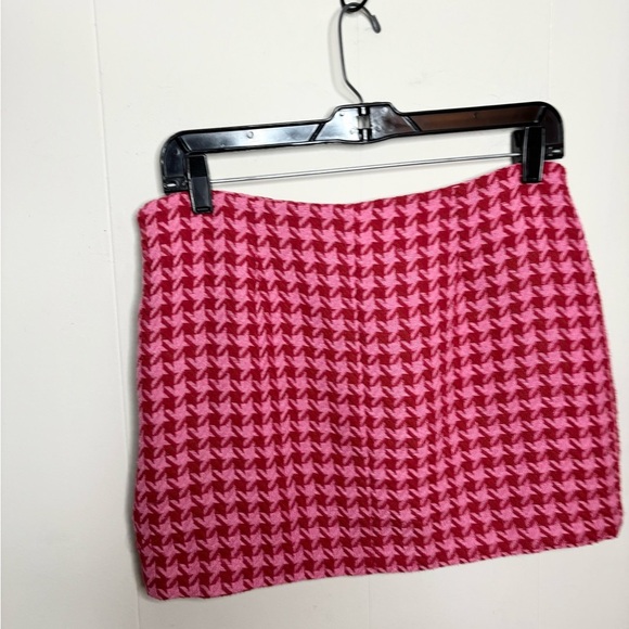 AFRM Melody micro Mini Skirt Size M Pink and Red, Lined slit tweed - Picture 10 of 11